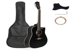 Zoll Full 41 Größenausschnitt Akustikgitarre 20 Bünde Anfänger -Kit für Schüler Erwachsener Bag Cover Schraubenschläge Black1562838