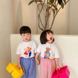 Boys Girls Summer Clothing 2Pcset Childrens Tansini a maniche corte Outfit casual Abiti Cartoon Fashion T-shirt per bambini Set 240416