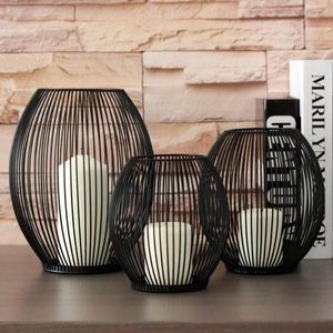 Candle Holders Hollow Holder Iron Black Coffee Table Geometric Shapes Decoration Living Room Activity