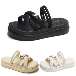 Gratis frakt billigare kvinnliga sandaler skor låga klackar platt massivt svarta vita gula tofflor kvinnor sommarskor gai