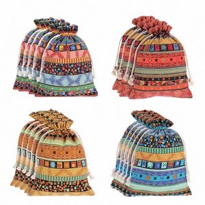 20pcs Reusable Colorful Ethnic Cott Drawstring Bag Packing Sachet for Jewelry Storage Display Festival Gift Packing Pouch I5k7#