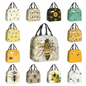 hey Bee Vintage Portrait Style Insulated Lunch Bag for Women Resuable Thermal Cooler Lunch Box Office Picnic Travel 09zm#