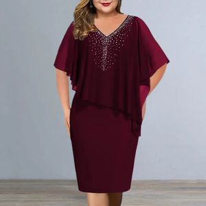 Women Plus -Size -Kleider für Bankett unregelmäßige Bodycon Chiffon Ball Prom Party Midi Kleid Dres Kleidungsstück 240411