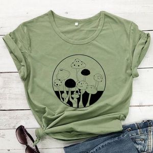 Women's T Shirts Mushroom Cotton T-shirt Aesthetic Botanical Nature Tshirt Retro Women Short Sleeve Graphic Art Top Tee Shirt