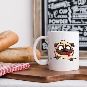 Kubki Śliczny kubek Pug Love My Cartoony Coffee Cup Zapytaj mnie o zabawną ceramikę dla psa