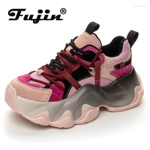 Scarpe casual Fujin 5,5 cm sintetico stivali in pelle genuina stivali caviglia da donna piattaforma a cuneo sneaker sneaker vulcanize pompe ad alto marchio