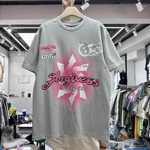 メンズTシャツ23SSファッション偽造抽象プリントTシャツ男性女性品質ヴィンテージシャツトップティーオルタナティブ服