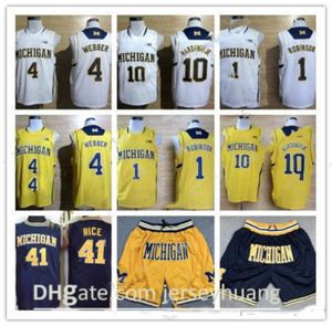 Kolej Michigan Wolverines Basketbol Formaları Tim Hardaway Jr 1 Glenn Robinson III 3 Trey Burke Chirs Webber 41 Glen Pirinç Mens SH5863711