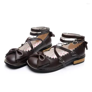 Klänningskor JK Lolita Tea Party Sweet Girls Bowknot Daily Footwear Round Toe Buckles For Women Handmade Pu Leather Loli