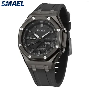 Wristwatches SMAEL 8088 Waterproof Men Watch Countdown Stopwatch Led Light Electronic Movement Wristwatch 5Alarm Clock 2 Time Digital