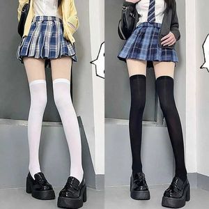 Sexy Socken JK Socken für Frauen süße schwarze weiße Samt Lolita Lange Socken Solid Color Knie High Socken Mode Kawaii Cosplay Sexy Strümpfe 240416