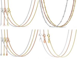 Pendant Necklaces Original S925 Rose Gold Sliding Clasp Beaded Chain Basic Necklace Fit s For Bracelet Bead Charm DIY JewelryPendant1827104