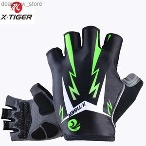 Cykelhandskar X-Tiger 3D Gel Pad Cycling Gloves Half Finger Summer Sports stötsäkra cykelhandskar MTB BICYC-handskar Motorcychandskar L48