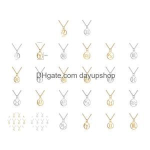 Pendant Necklaces Hollow Stainless Steel 12 Constellation Zodiac Sign Necklace Horoscope Jewelry Galaxy Libra Astrology Gift With Reta Othmn