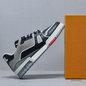 Schwarz graue Leder High Street Herren Schuhe mit Schnüre-up-Skateboardschuhen Luxuriöses Design 2024 Neue Damenschuhe Retro Damenschuhe Sies 35-46 +Box