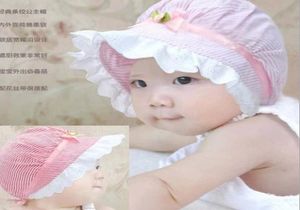 New Beanie Hapt Bap Infant Baby Girl Flower Polca Lace Lace Summer Sun Hats Kids Acessório de cabelo Princesa Cotton SunHats Visor5629948