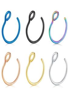 Nose Rings Hoop 20 Gauge Non Piercing Stainless Steel Fake Septum Nose Studs Piercings lage Earring Body Jewelry5791205