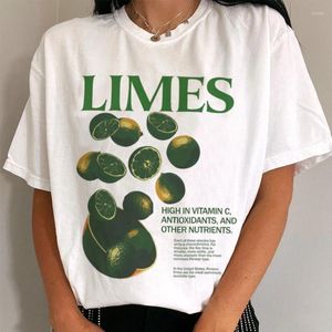 Koszule damskie w stylu retro limonki graficzne tee duże vintage estetyczne estetyczne koszulę streetwearu z krótkim rękawem HARAJUKU TOPS Kobiety Kobiety