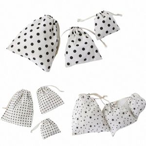 3pcs/lot Cott Linen Drawstring Storage Bag Gift Christmas Small Pouch Candy Jewelry Organizer Makeup Cosmetic Coins Keys Bags d9zc#