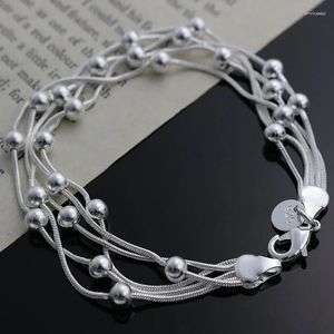 Link Bracelets Classic Models Silver Plated Five-wire Bead Listings High Quality Fashion Jewelry Christmas Gifts H234