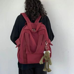 Backpack Solid Color Shoolbag Nylon Student simples para menino adolescente menina viagens de ombro de bolsa casual laptop rucksack