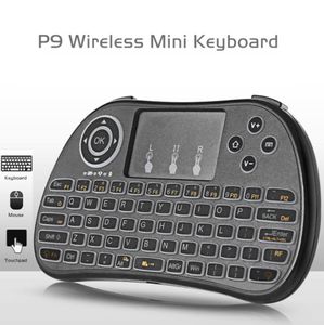 Mini -tangentbord 24GHz trådlöst pekplattor Gaming Keyboards Rainbow Backbellyst Handle Air Mouse For Android Smart TV Laptop Tablet Projec6878351