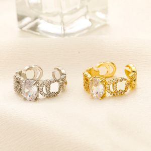 Кольцо с 20Style для женщины роскошное дизайнер кольцо с двойными буквами, регулируемые кольца 18 тыс. Золотой кольцо.