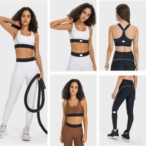 Damen-Trailsanzuiten AL-0010 Verstellbarer Schultergurt Sport BH elastische Taille Training Yoga Hosen Frauen Aktivkleidung Set