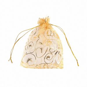 100pcs/lote 9x12cm fi organza prateleira bolsa de presente bolsa de presente bolsa de bolsas de embalagem de jóias bonitas 37ld#