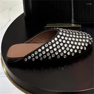 Dress Shoes Rhinestones For Women Round Toes Ladies Flat Heels Female Slippers Crystal Zapatos De Mujer Sewing Lines Chassure Femme