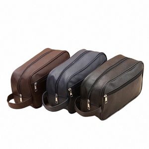 Homens à prova d'água de viagem à prova d'água Bolsa de armazenamento PVC Lychee Padrão de bolsa cosmética Organizador de maquiagem portátil Bolsas de zíper masculino f0ft#