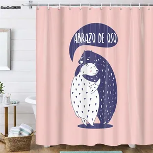 Shower Curtains Simple Hand-painted Cute Animal Warm Home Bathroom Curtain 3D Digital Printing Bath Mat