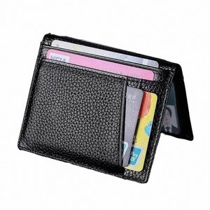 Super Slim Soft Wallet 100% äkta läder mini kreditkort plånbok handväska korthållare män plånbok tunna små 98iy#