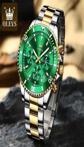Olevs Watch for Men Luksusowe stalowe ze stali nierdzewnej Kwarcowe zegarki sportowe wodoodporne nurkowanie zielone zegarki 039s 2870 2202084596159