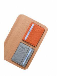 Ultra-dünne Kartenhalter echtes Leder Hochwertiges Luxus-Design Unisex ID-Kartenkoffer Cowide Solid Slim Busin Card Wallet A2VW#