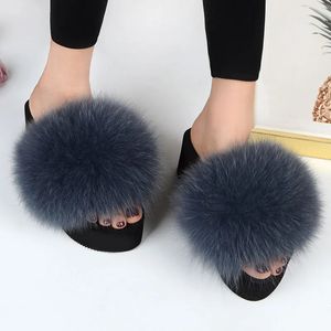 25 Colors Womens Furry Slippers Ladies Cute Plush Fox Hair Fluffy Slippers Womens Fur Slippers Summer Warm Slippers for Women 240408