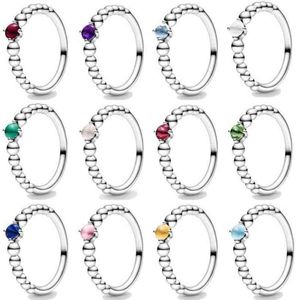 Original ny S925 -ring tolv månaders födelsesten med Crystal för kvinnor smycken födelsedagspresent74800336183023