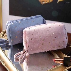 Bolsas de cosméticos Bolsa Girls Star Patterns Star Velvet Travel Storage Organizer Bag Hanketing Makeup