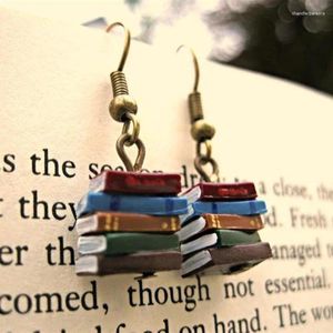 Gestüt Ohrringe 2024 Mode Frauen Vintage Multilayer Stapel farbenfrohe Bücher Drop Retro Multicolor Book Anhänger Ohrring