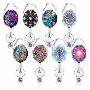9 Color Alloy Sky Datura ID Card Key Ring Cord Office Lanyard Clip Key Chain Name Tag Holder Keyring Reel Retract Pull Key Badge g8tb#