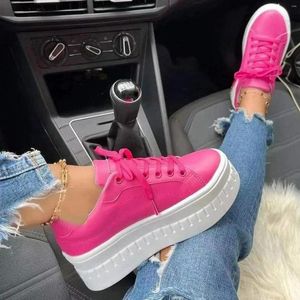 Scarpe casual Piattaforma da donna Ladies Fashion Colore Solido in pelle rotonda pizzo di punta per gli uomini taglia 12