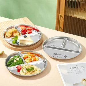 Plates WORTHBUY Stainless Steel Divided Western Plate Pasta Dish Salad Barbecue Stackable Breakfast Kitchen Tableware