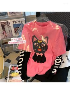 Women's T Shirts Pink Graphic Print T-shirt Harajuku Korean Y2k Aesthetic Vintage Long Sleeve T-shirts Clothes 2000s 2024 Summer