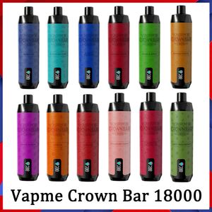 オリジナルのVapme Crown Bar 18000 Puffs使い捨ての電子タバコ12フレーバー600MAH充電式バッテリー25mlプレフィルドポッドエアフローコントロールvs alクラウンバーFak Her 8000