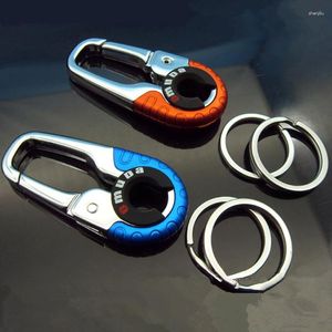 Keychains Men's Keychain Hook rostfritt stål spänne utomhus karabiner klättring verktyg dubbel ring fiske nyckel ringar biltillbehör