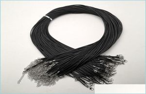 Ketten schwarz 2mm Wachs Seil Hummerverschluss Ketten Halskette Lanyard Schmuck Anhänger 100pcslot machen ACC Drop -Lieferung Halskette2111870