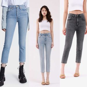 2024 Ny hög midja Slim Fit High Height Nine Point Smoke Pipe rakt rör Multi Color Fashion Versatile Jeans