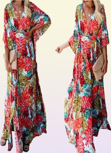 Bohemian Kaftan Beach Tunic Cotton Beach Cover Up Saida de Praia Swimsuit Женщины бикини прикрывают Pareo Sarong Beachwear5172122