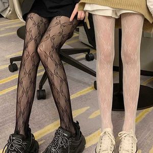 Meias Sexy Gothic Sexy Branco Lolita Mina de Malha de Lça Holada de Lolita Pantyhose Gótico Japonês Gótico Floral Staque Hot Classic Taldens 240416