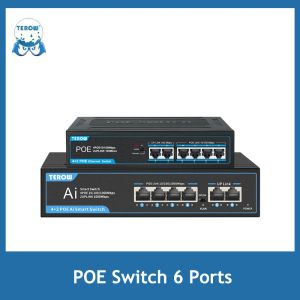 System Terow Poe Switch 6port 100/1000 Мбит/с Gigabit Ethernet Switch быстрый сетевой переключатель Недоставленный для системы безопасности камеры Router Wi -Fi